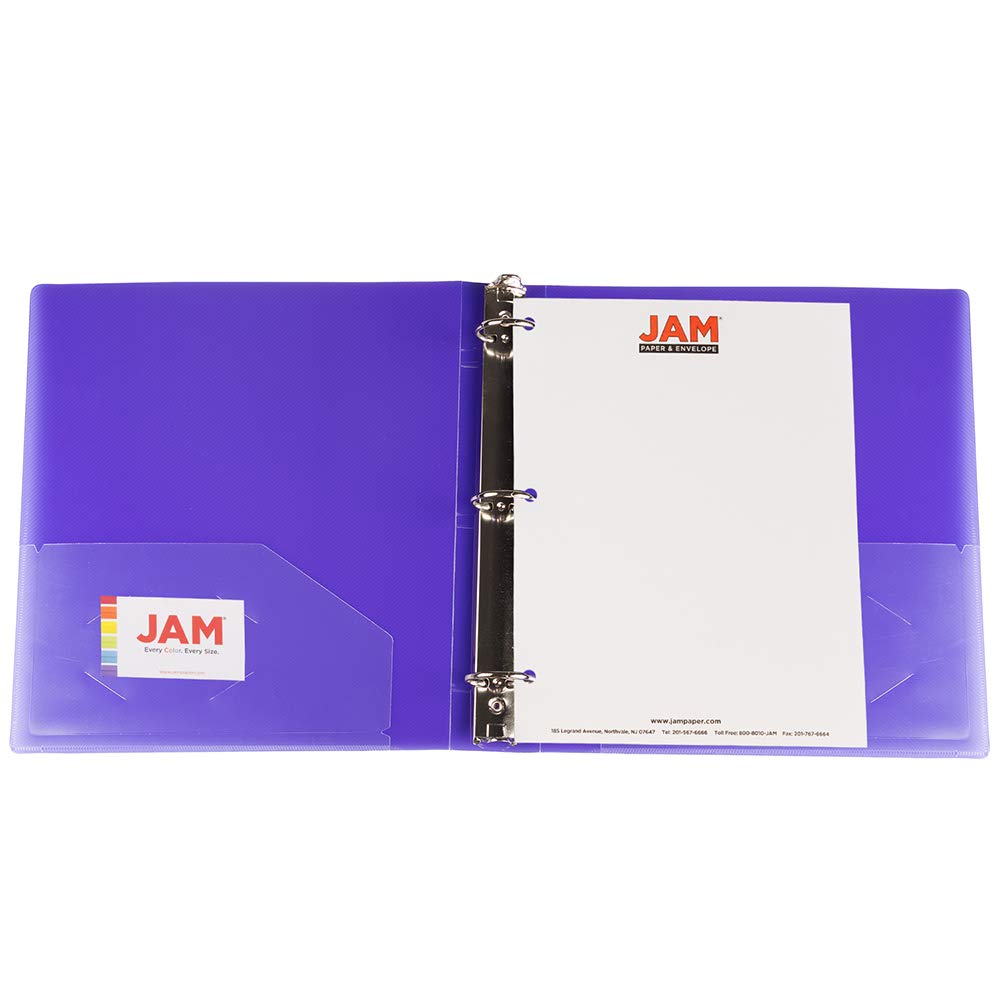 JAM PAPER Plastic 1.5 inch Binder - Purple 3 Ring Binder - Sold Individually