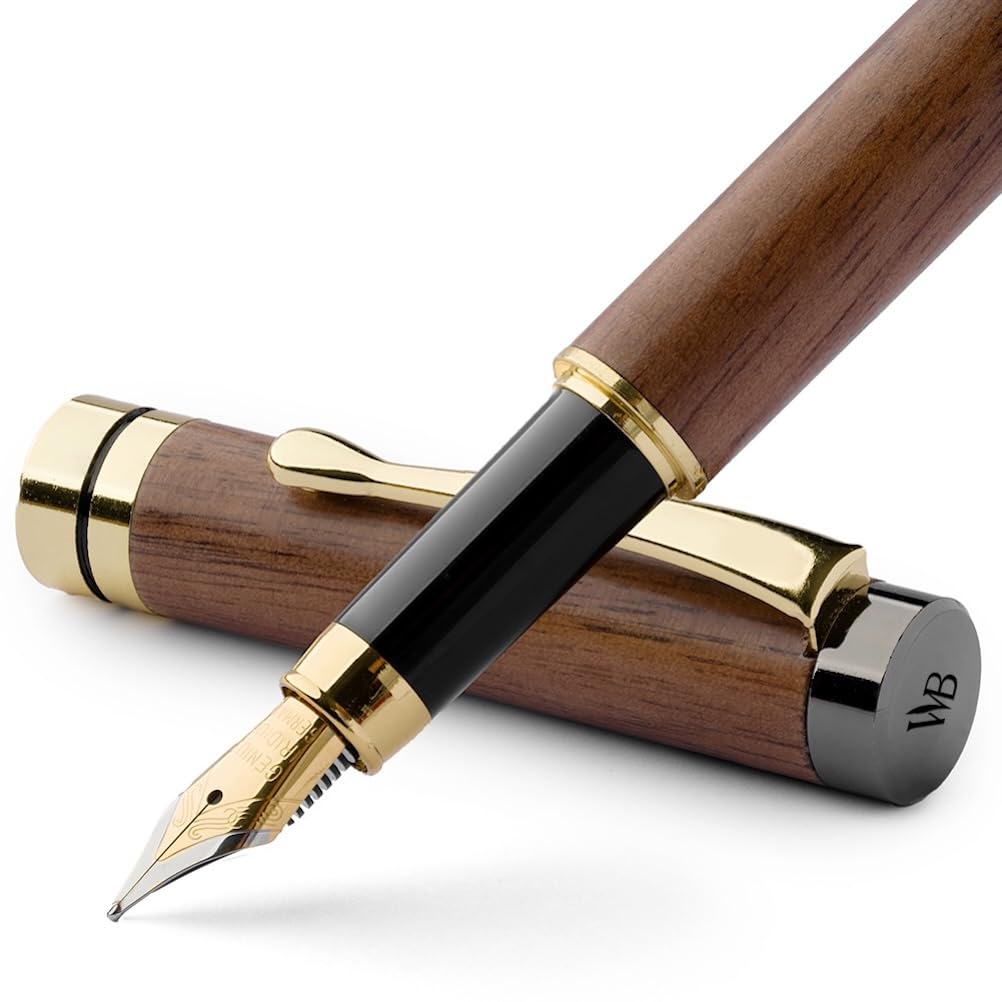 Wordsworth & Black Bamboo Wood Fountain Pen Set for Writing, Medium Nib