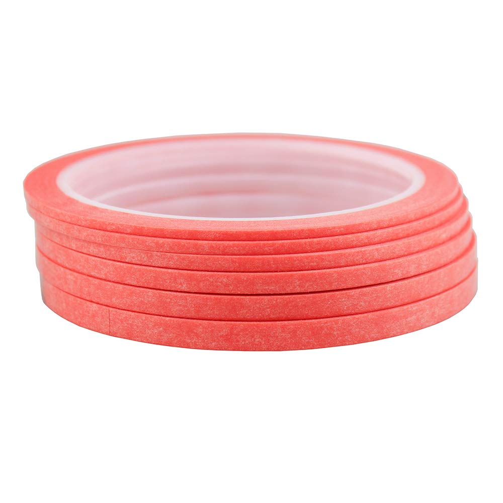 JINBING 6Rolls Washi Paper Masking Tape for DIY Nail Arts Drawing Pattern Making 2mm 2.5mm 3mm 4mm