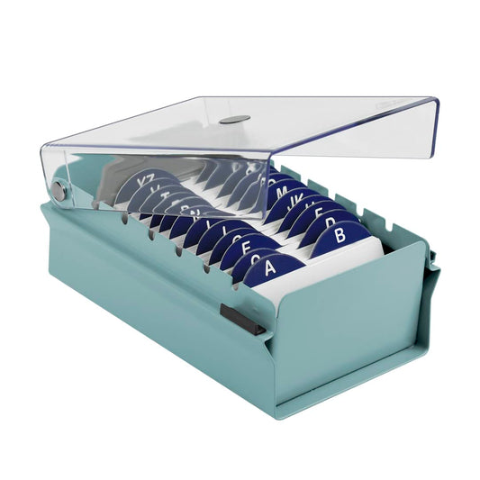 Acrimet Index Business Card Size File Holder Organizer Box Metal Base Heavy Duty (AZ Index Cards