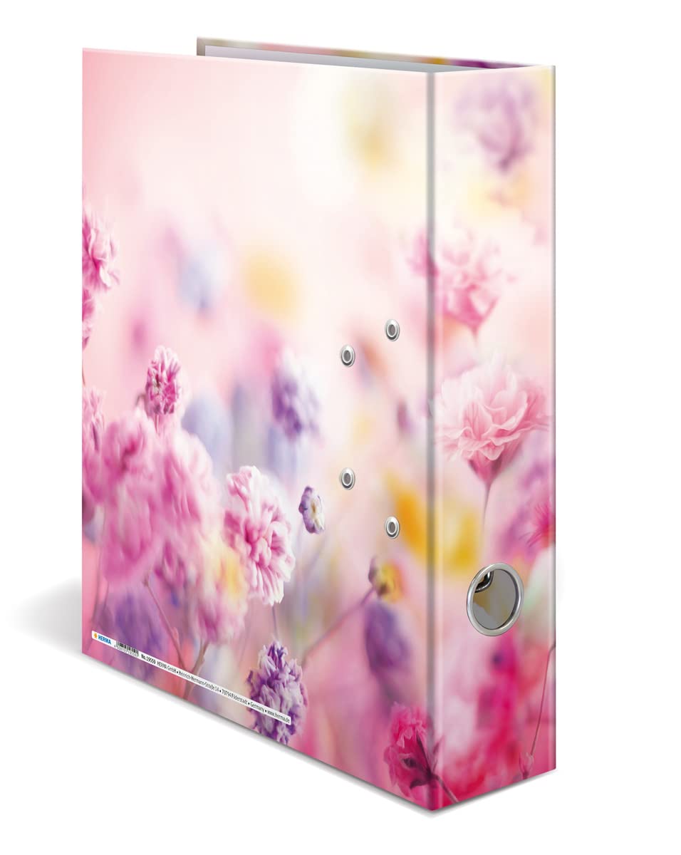 HERMA 19559 Folder A4 Flowers Spring Flowers 7 cm Wide Sturdy Cardboard Coloured Outer and Inner