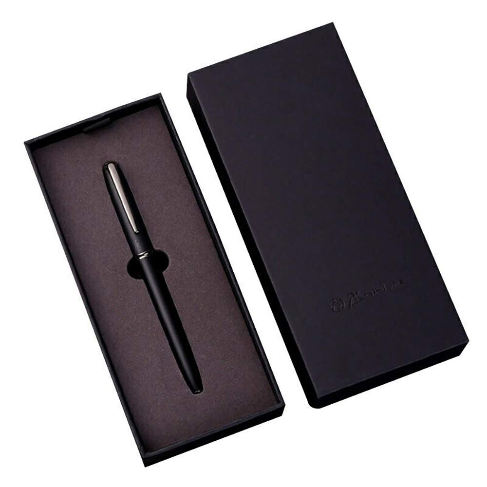 erofa Picasso 916 Matte Black & Gray Ring Fountain Pen with Box - Titanium Gray Bent Nib