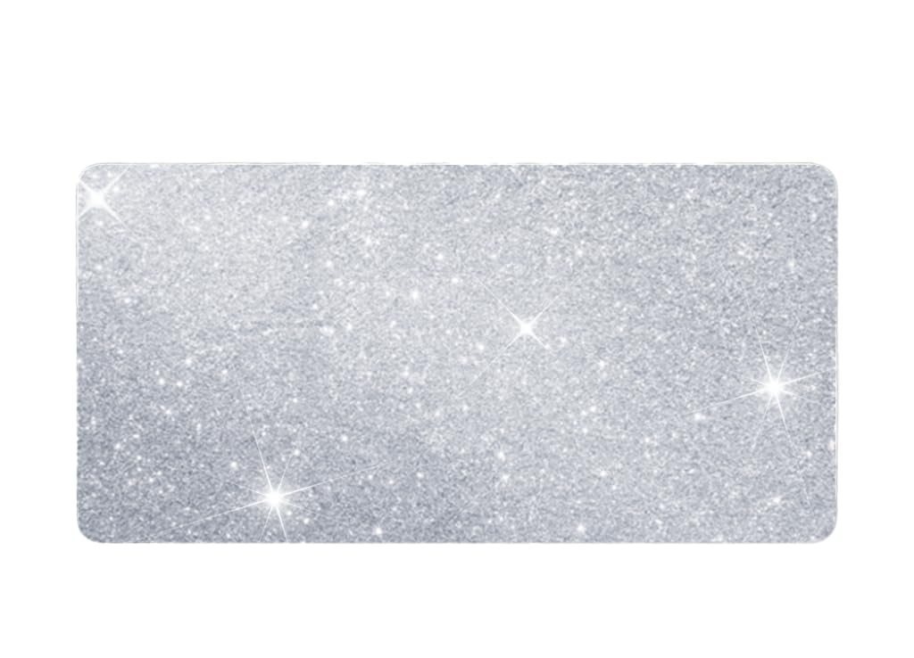Silver Glitter Mouse Pad for Women - Diamond Bling Desk Accessory, Non-Slip Rubber Base, Large
