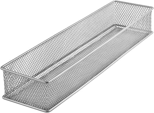 YBM HOME Silver Mesh Drawer Cabinet and or Shelf Organizer Bins, School Supply Holder Office