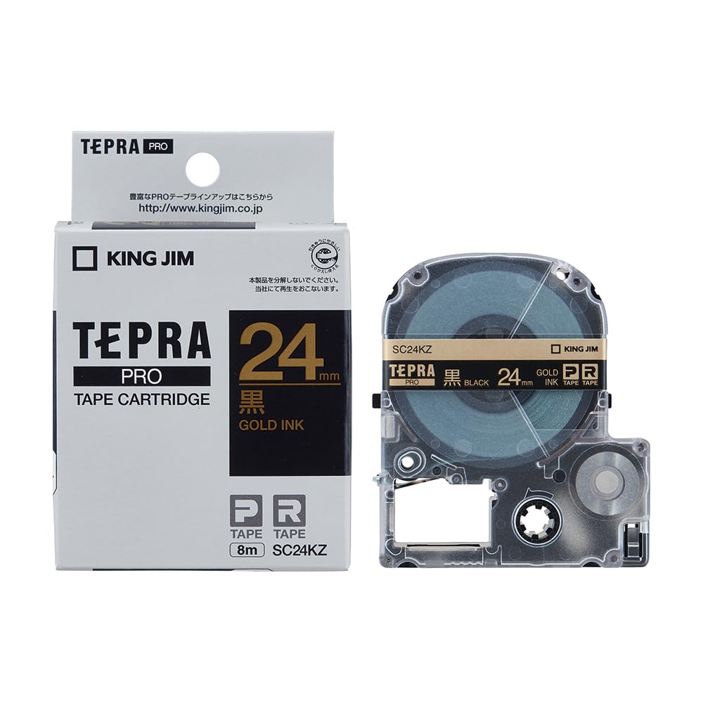 King Jim Tepra PRO 24mm SC24KZ Black Gold Letter Tape Cartridge