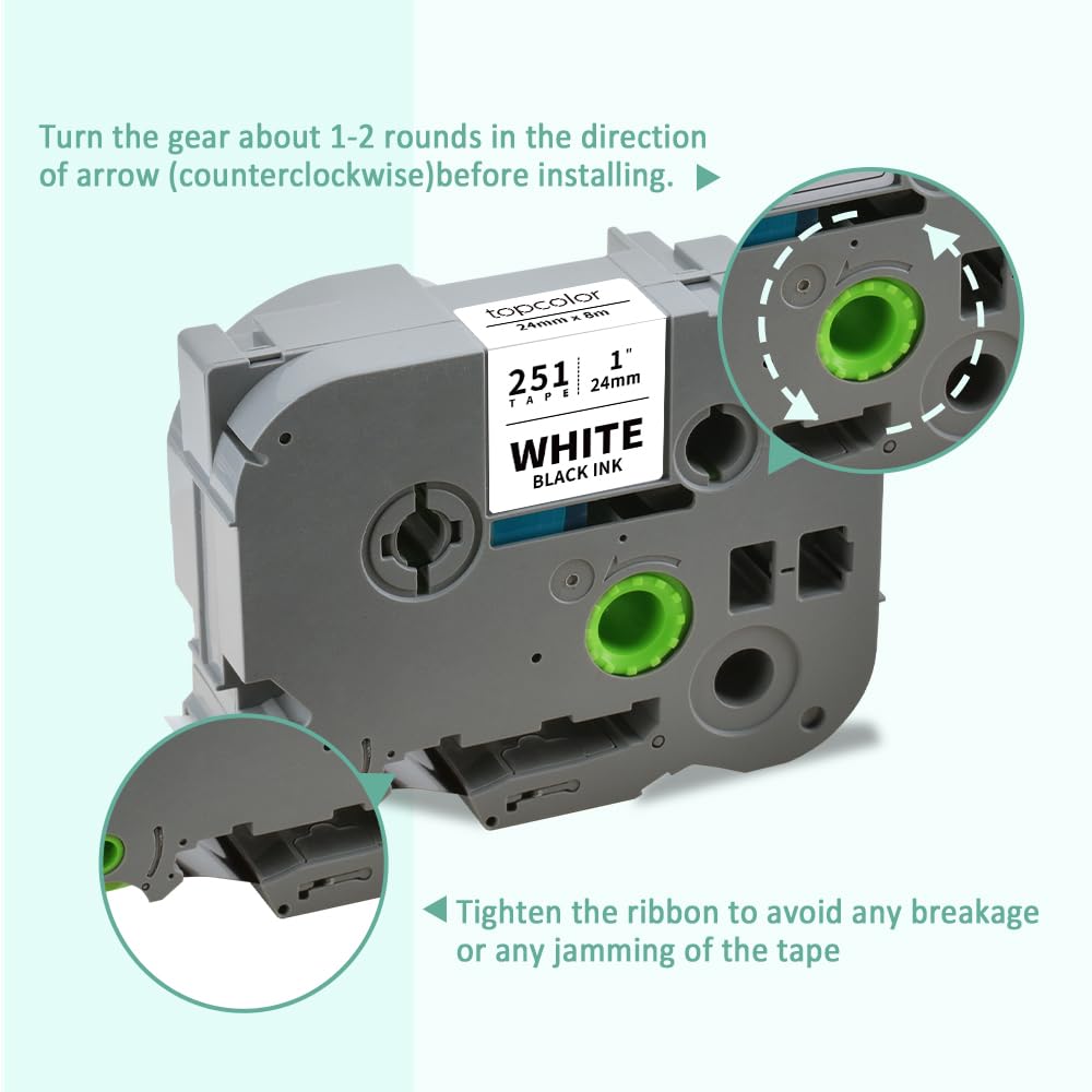 6-Pack 24mm 0.94" Multi-Color Compatible for Brother P Touch Label Tape