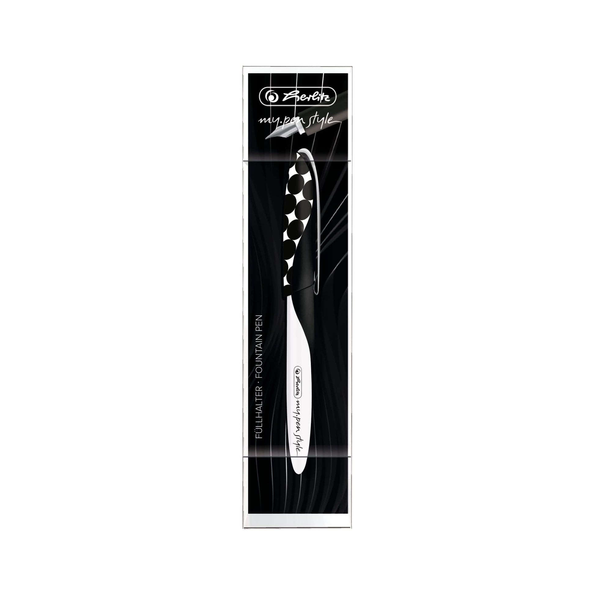 Herlitz 50040360 my.pen style Just Black Fountain Pen, Suitable for Right and Left-Handed Users, 1
