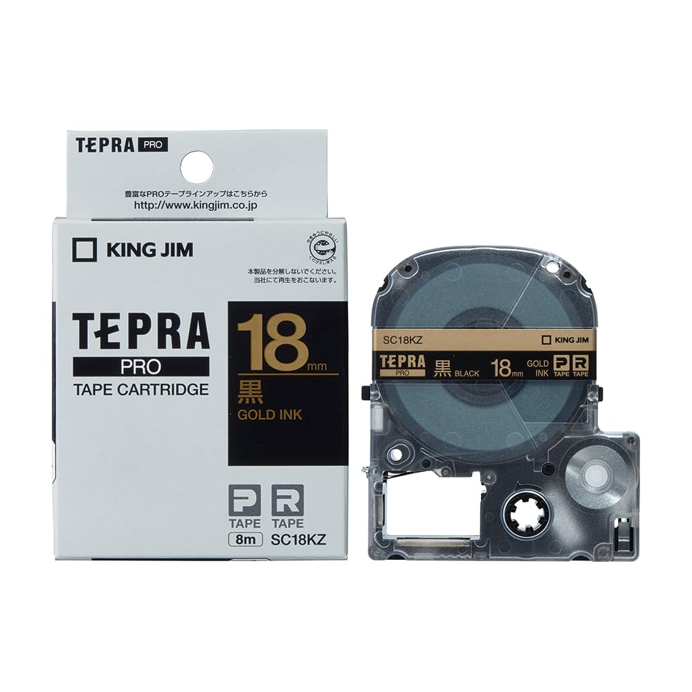 King Jim Tepra PRO 18mm SC18KZ Black Gold Letter Tape Cartridge