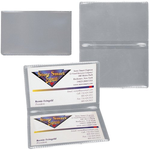 STORE SMART - Metallic Silver Folding Business Card Holders - 25 Pack - Polypropylene Plastic