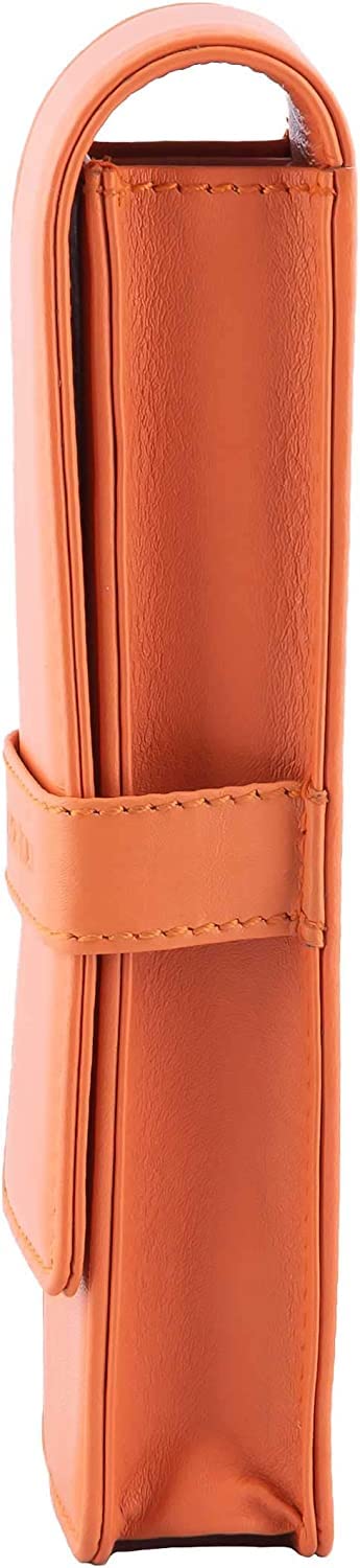 DiLoro Leather Triple Pen Case Pencil Pouch Holder for Three Fountain Ballpoint Rollerball Pens and