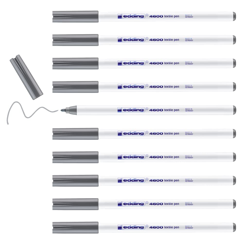 edding 4600 Textile Marker Pen - Grey (Pack of 10)