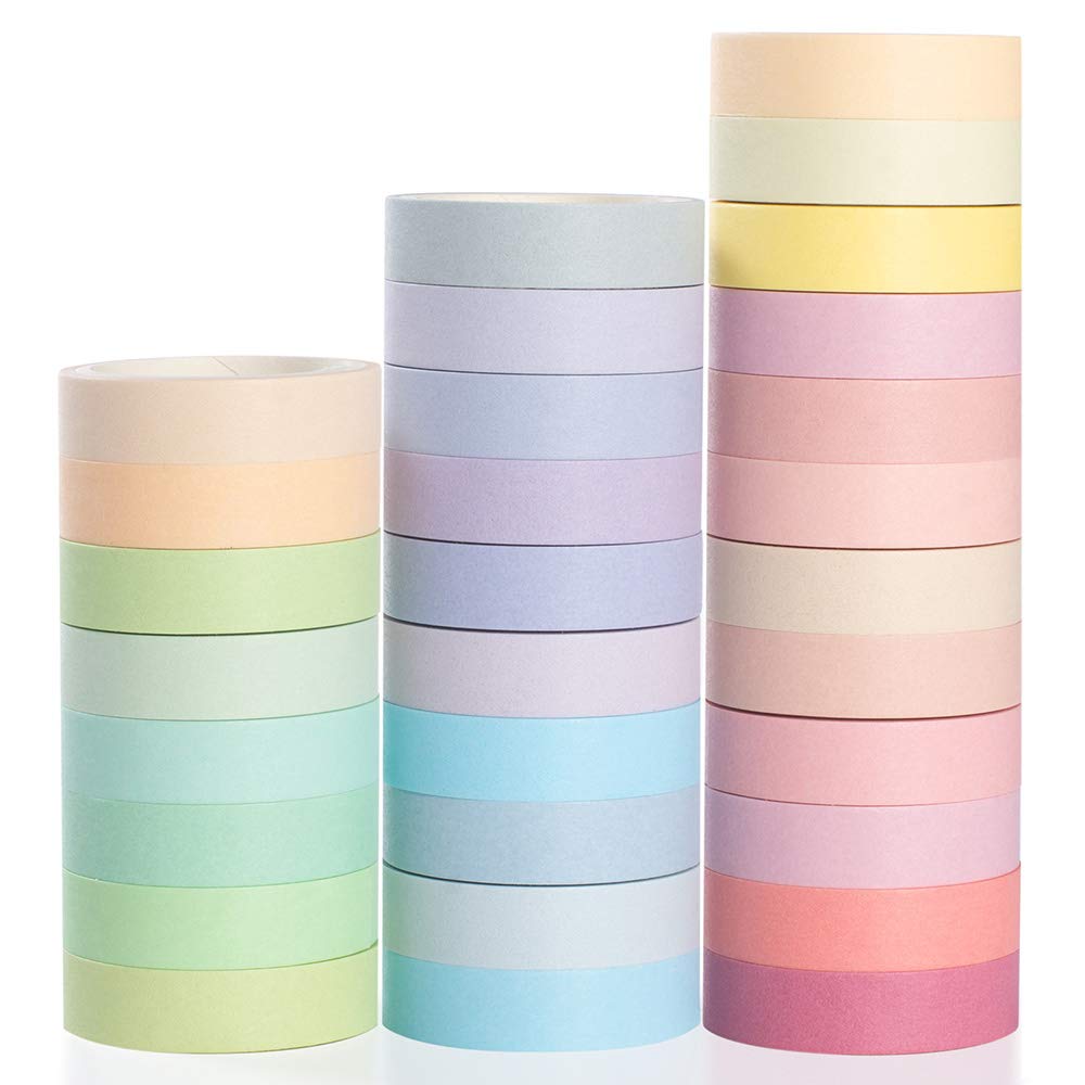 YUBBAEX Natural Color Washi Tape Set 30 Rolls Decorative Tapes for DIY Crafts, Journals, Planners