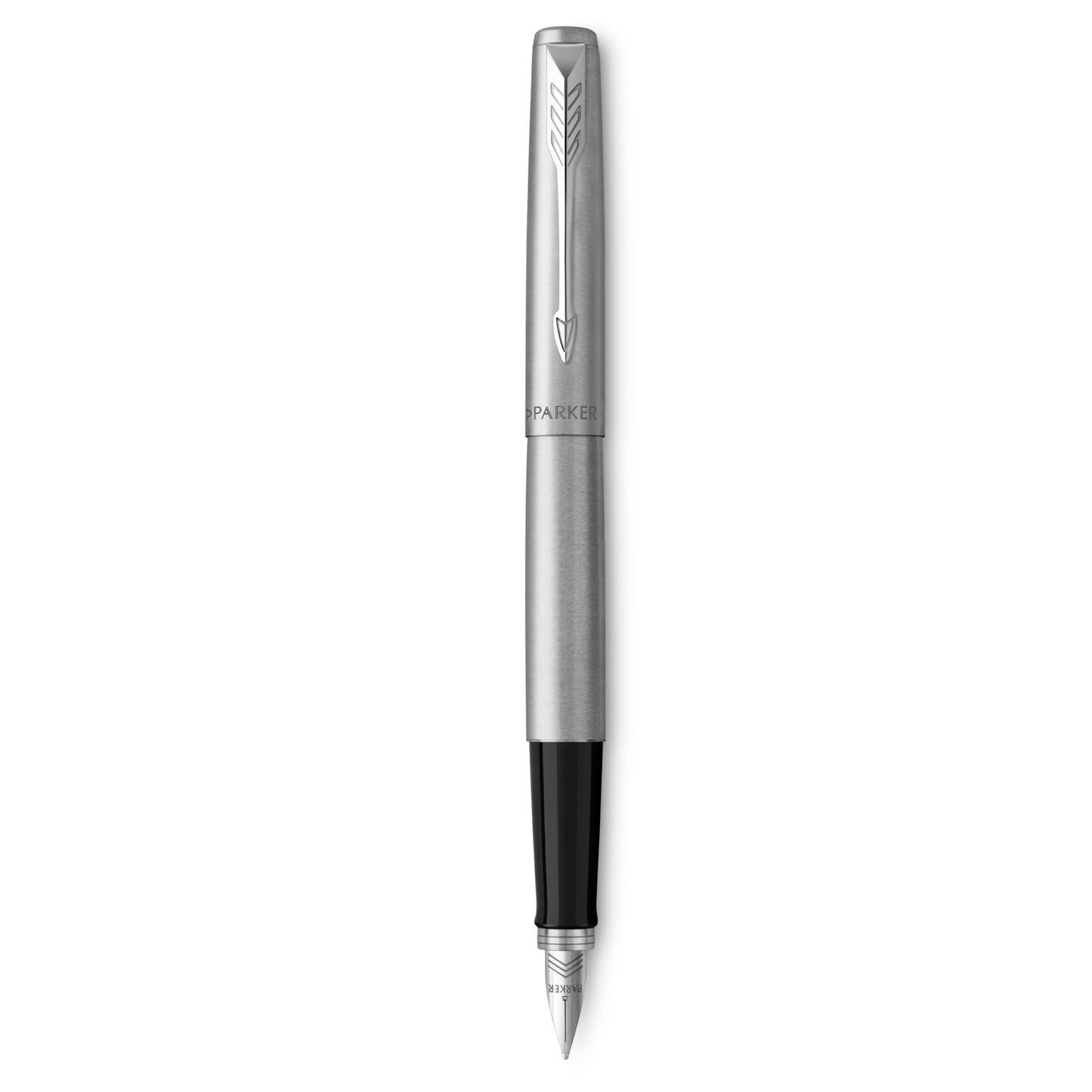 Parker Jotter Fountain Pen, Stainless Steel Body, Medium Point, Blue Ink, Includes Gift Box