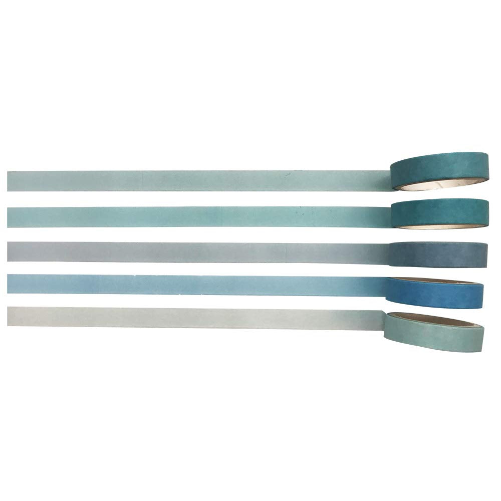 EnYan 5 Rolls Vintage Blue Washi Tape Set, Japanese Masking Decorative Tapes for DIY Crafts and