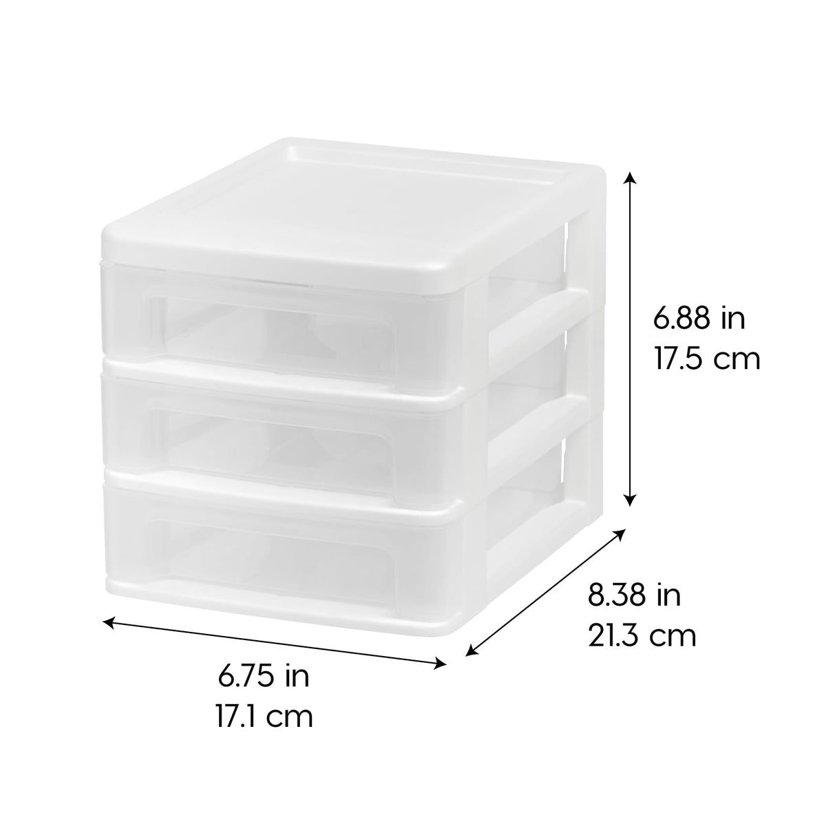 IRIS USA 2-Pack, 3-Drawer Small Plastic Stacking Desktop Organizer, White