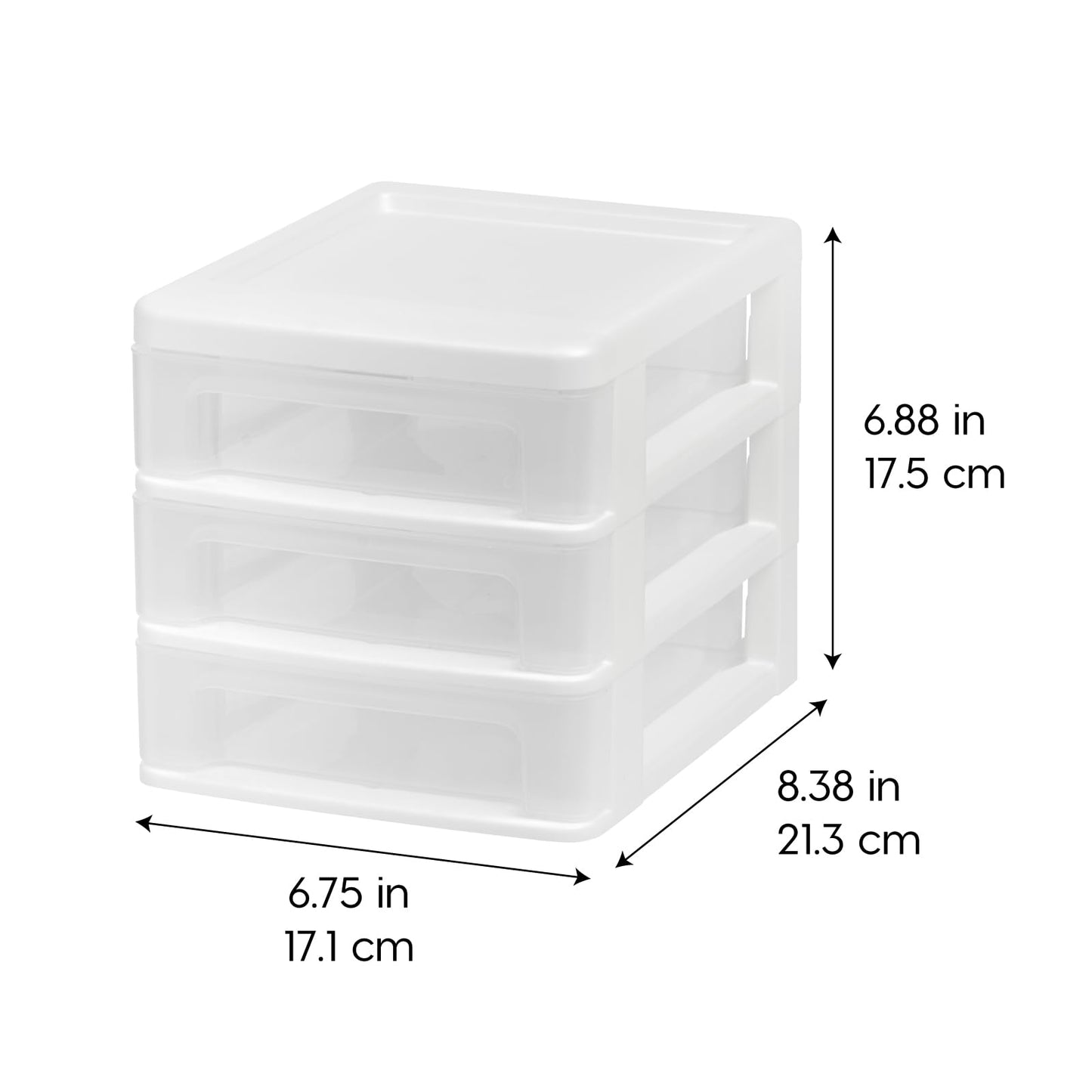IRIS USA 4-Pack 3-Drawer Small Desktop Organizer, Stackable, White