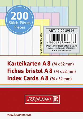 Baier Schneider &Record Cards 180 g/M ² Card, A8, Landscape, Lined, Assorted