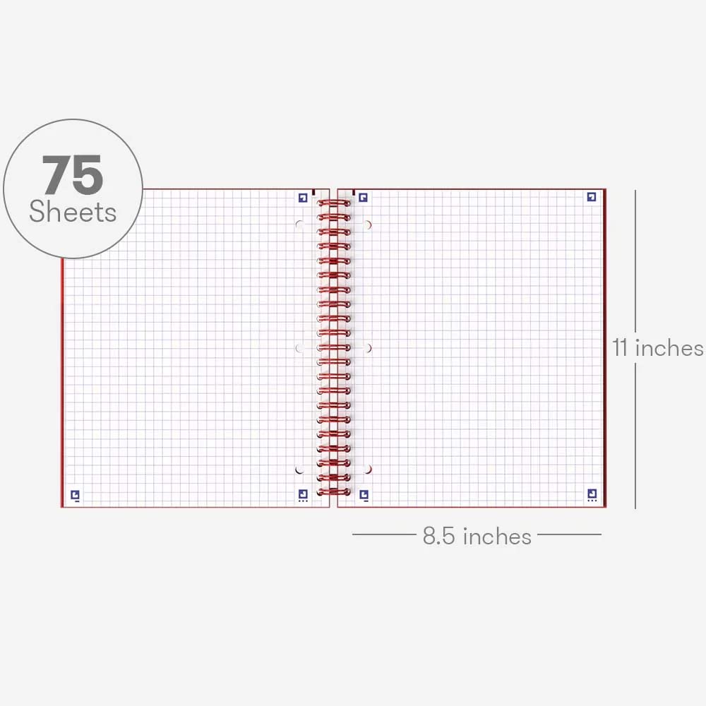 Hamelin 1 Subject, Graph Paper, Hard Cover Spiral Bound Grid Notebook, 4 Square Per Inch 150 Pages