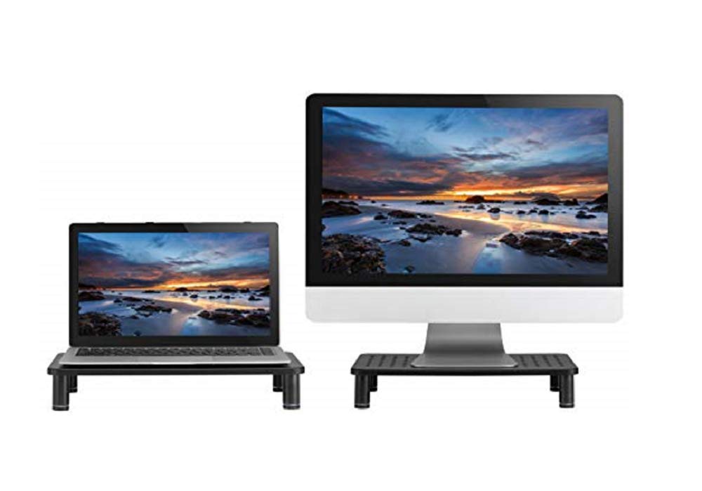 Husky Mounts 2-Pack Monitor Riser Laptop Stand, Adjustable Legs, Stackable, 14.5 x 9.25 x 3.125