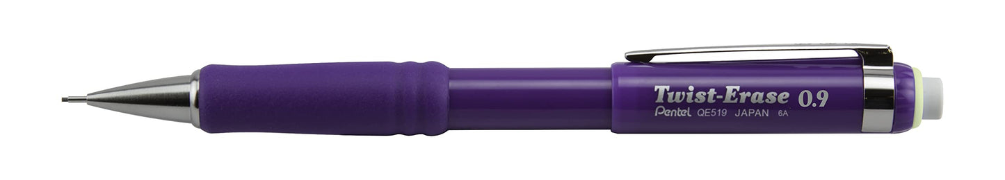 Pentel Twist-Erase III Mechanical Pencil, (0.9mm), Violet Barrel, Box of 12 (QE519V)