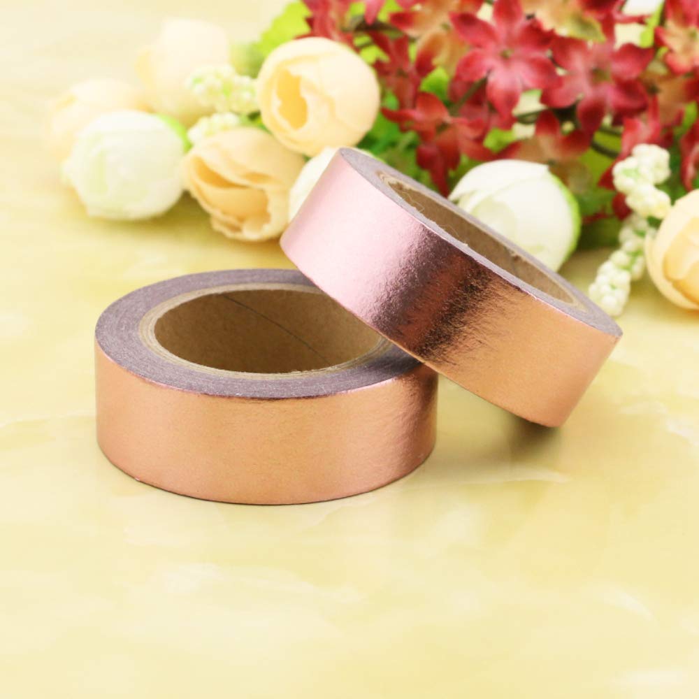 MEI YI TIAN 6 Rolls Rose Gold Foil Washi Tape Set 15mm x 10m Gilding Paper Adhesive Masking Tapes