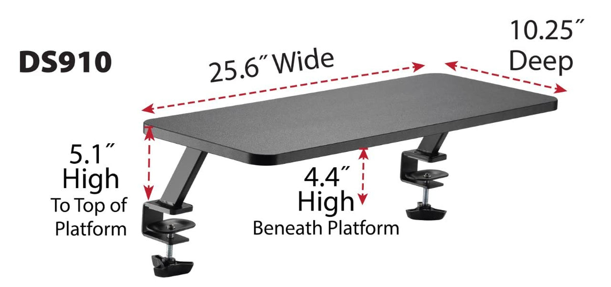Kantek Ergonomic Mounted Computer Monitor Riser Stand, Floating Desk Shelf, Clamp On Base, 25.6" X