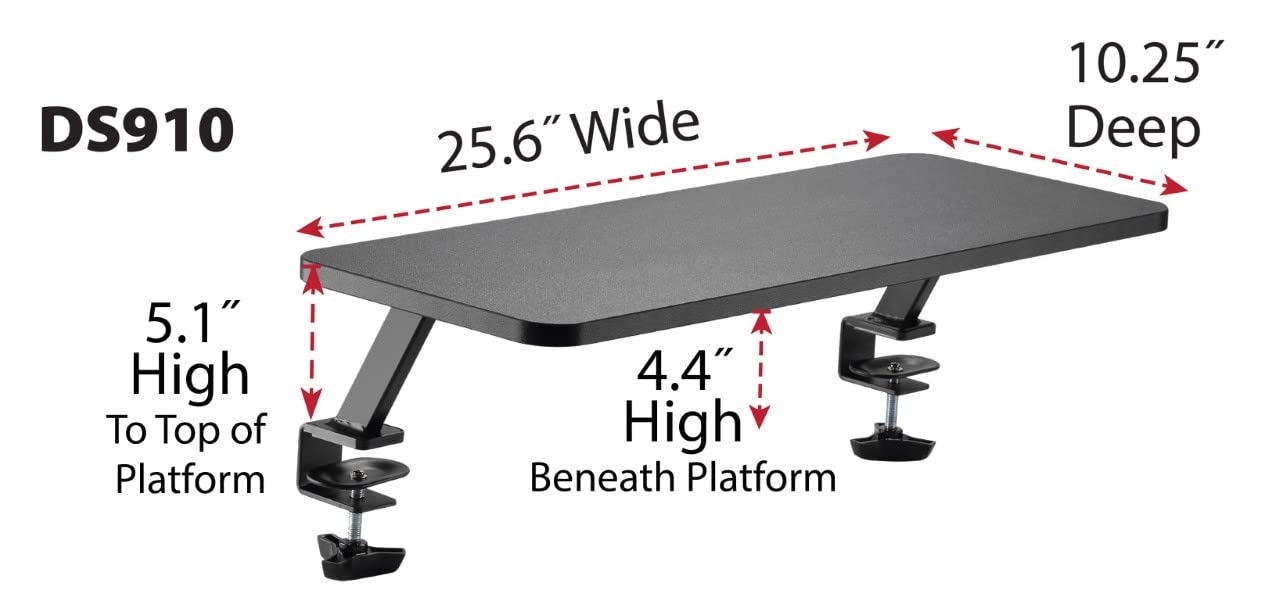 Kantek Ergonomic Mounted Computer Monitor Riser Stand, Floating Desk Shelf, Clamp On Base, 25.6" X