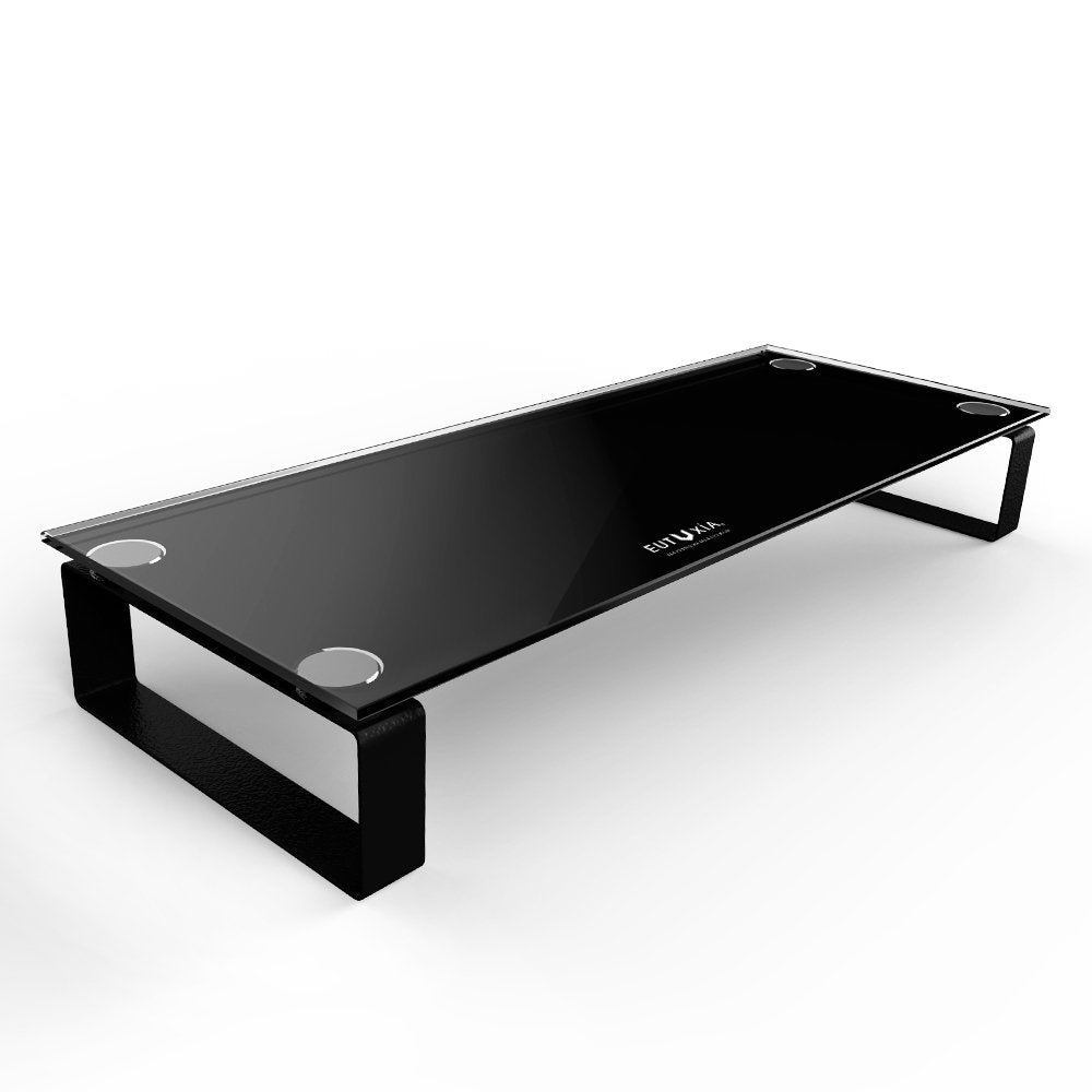 Eutuxia Type-S Black Tempered Glass Monitor Stand, TV, Laptop, Computer, All-In-One Desktop