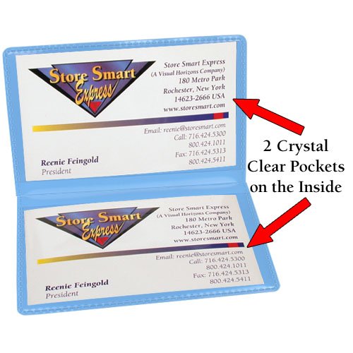 StoreSMART - Powder Blue Folding Business Card Holders - 25 Pack - Polypropylene Plastic