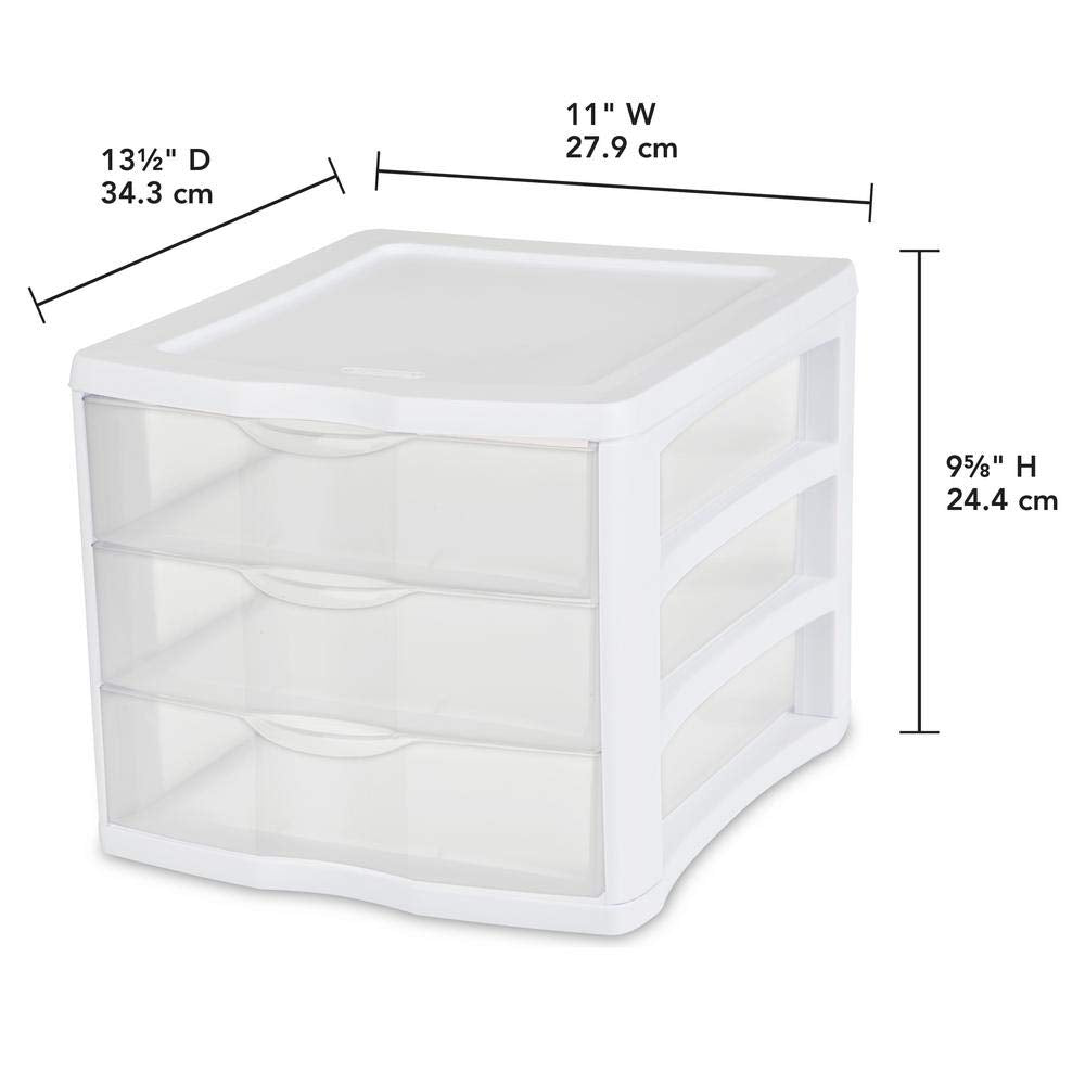 Sterilite 17918004 3 Drawer CLR Organizer, 6"x4"x3", White
