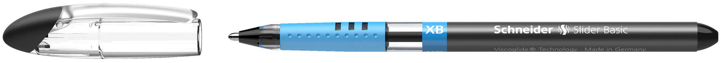 Schneider 151276 Slider Basic XB Pack of 6 and 1x Slider Rave XB Ballpoint Pen with Case, Black Ink