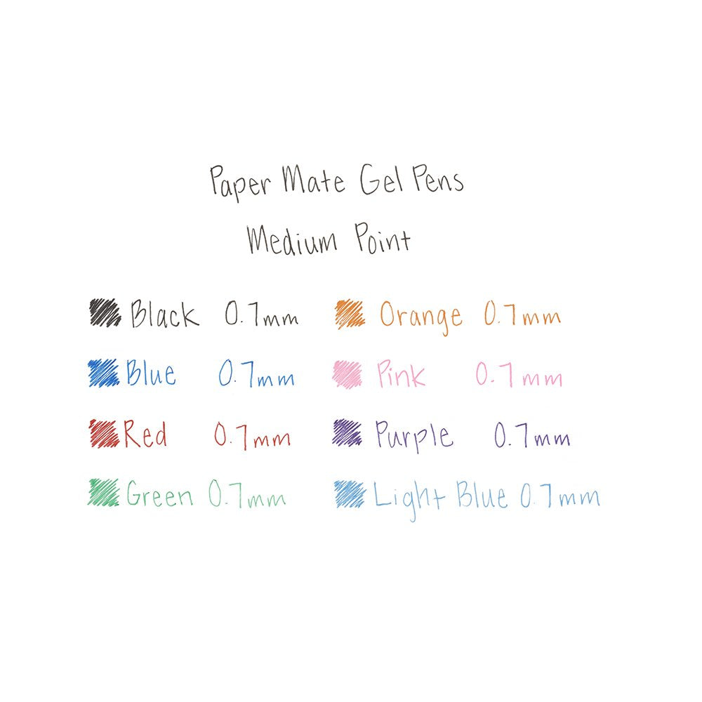 Paper Mate Gel Pens, Medium (0.7mm), Black, 12 Count