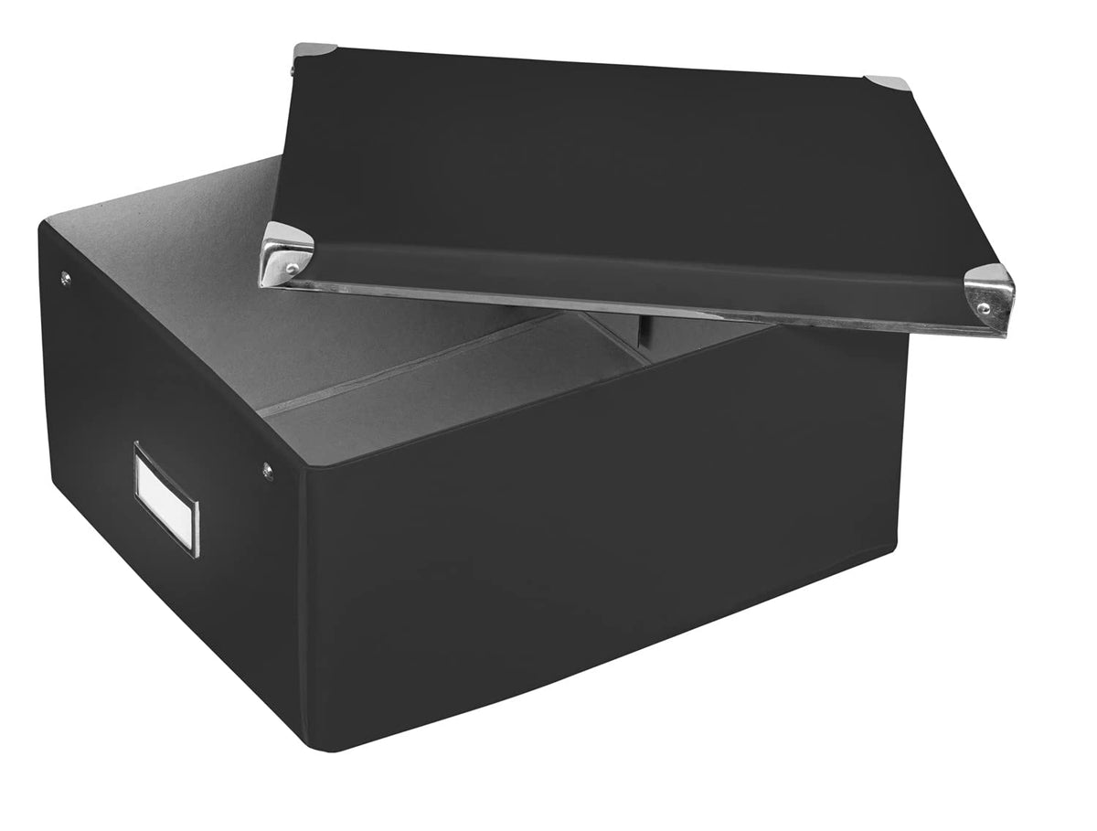 Idena storage box made of solid cardboard, lid reinforced with metal, including labelling field