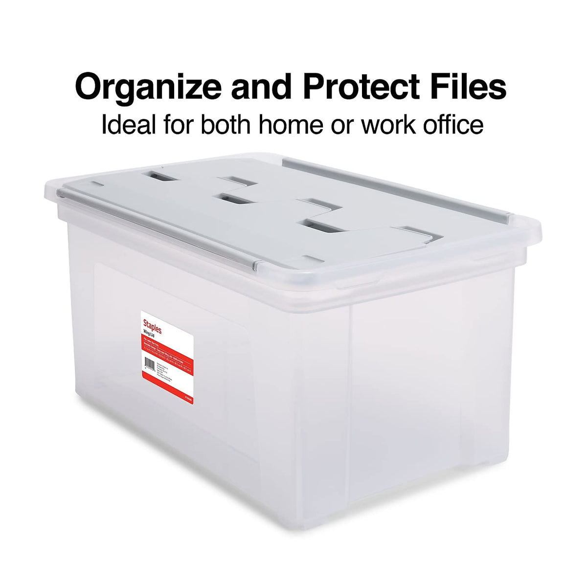 Staples Hanging File Folder Box, Storage Bin Organizer, Wing Lid
