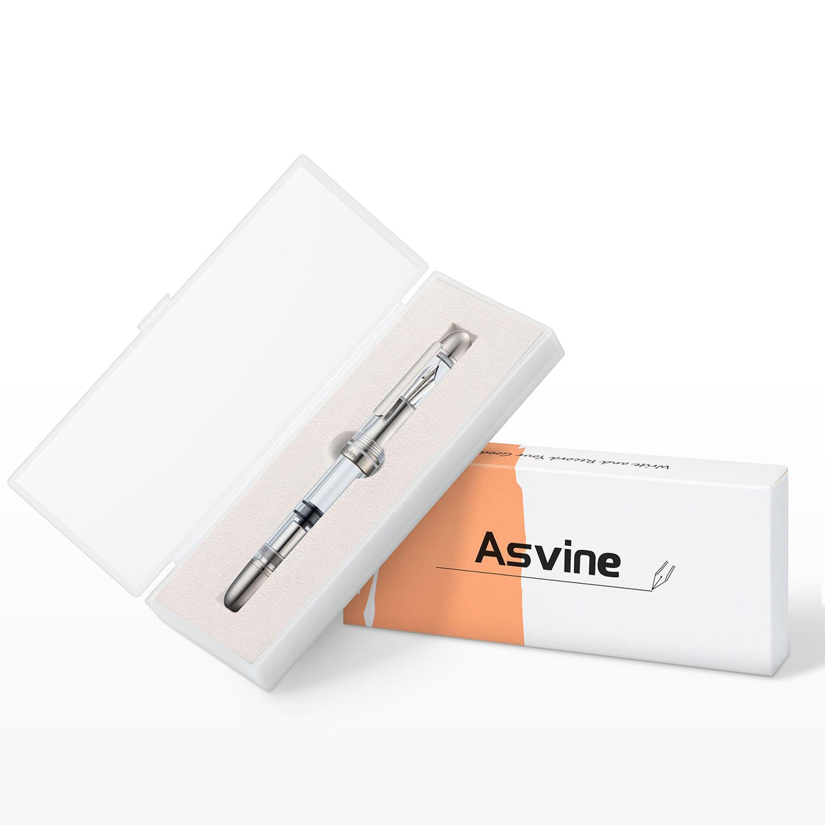 Asvine P36 Titanium Fountain Pen Piston Filling, Fine Point Clear Demonstrator Pen Smooth Writing
