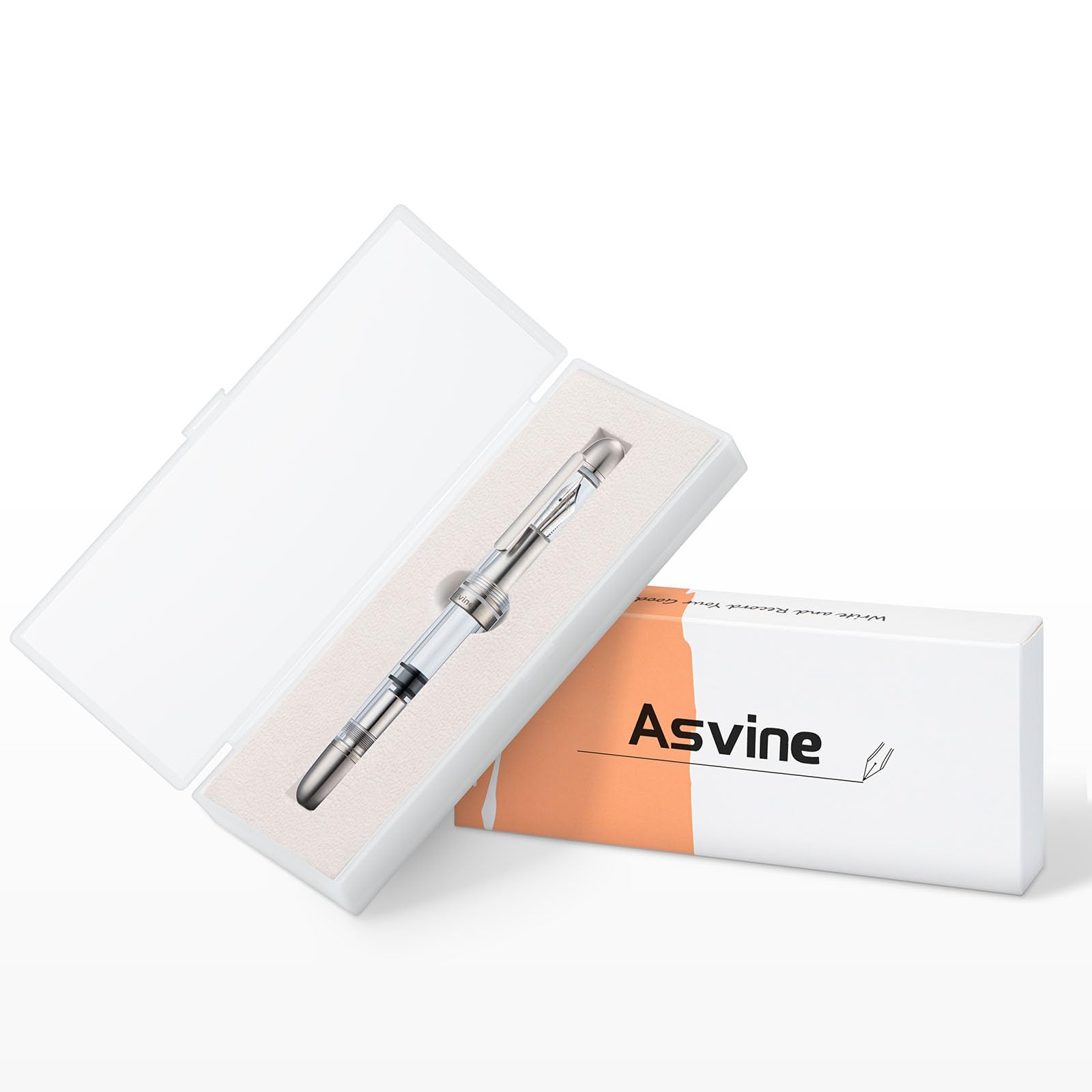 Asvine P36 Titanium Fountain Pen Piston Filling, Extra Fine Nib Clear Transparent Acrylic Smooth