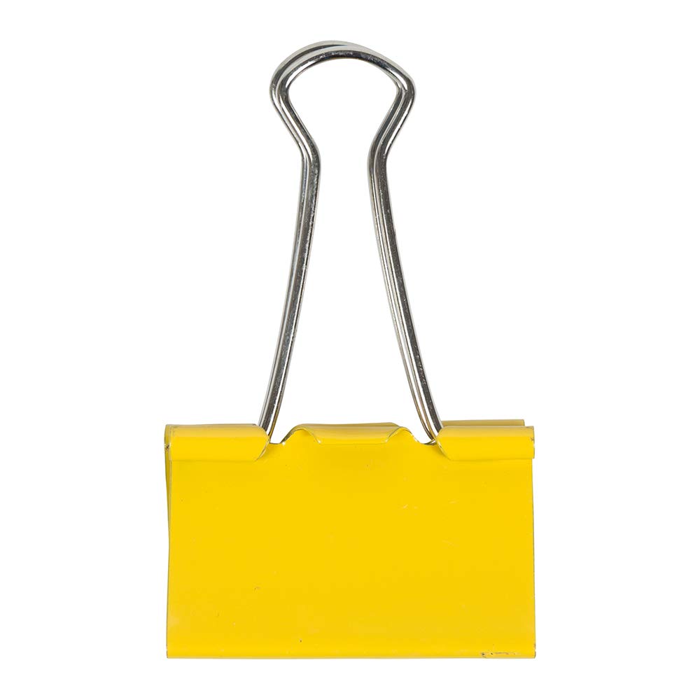 JAM PAPER Colorful Binder Clips - Large - 1 1/2 Inch (41 mm) - Yellow Binderclips - 12/Pack