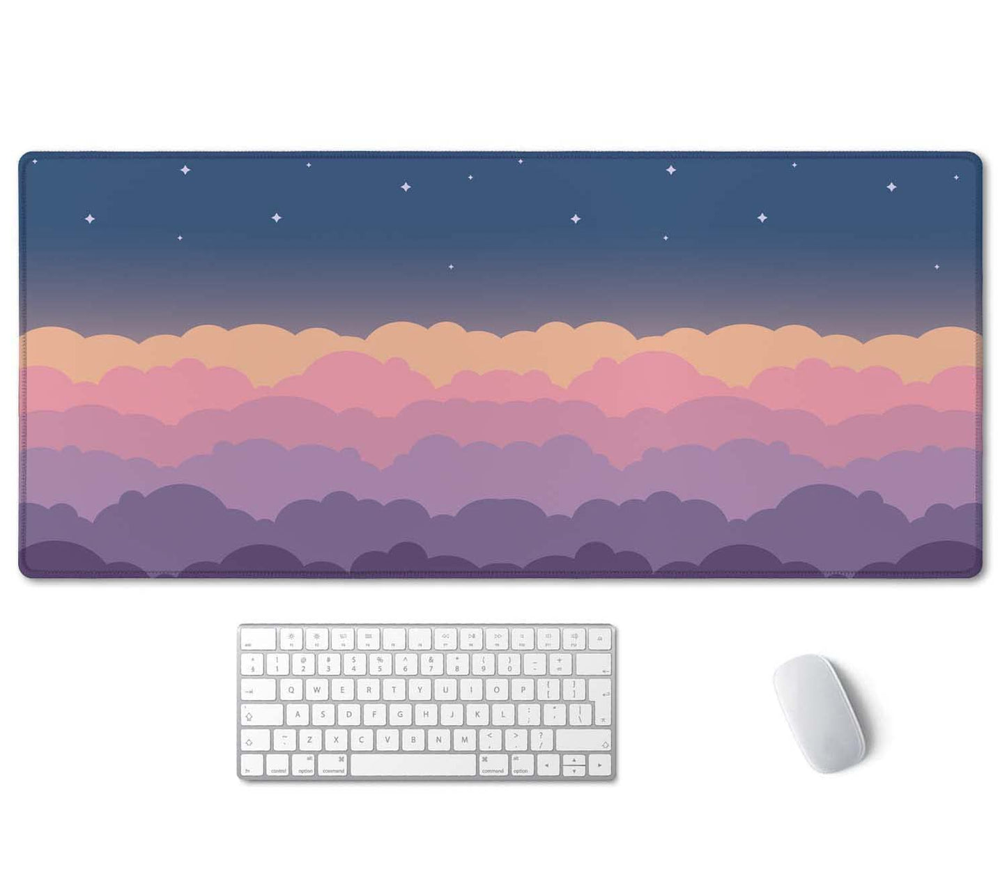 SSOIU Cute Clouds Purple Desk Mat, Extra Large XXL Gaming Mouse Pad 35.5" X 15.7", Waterproof with