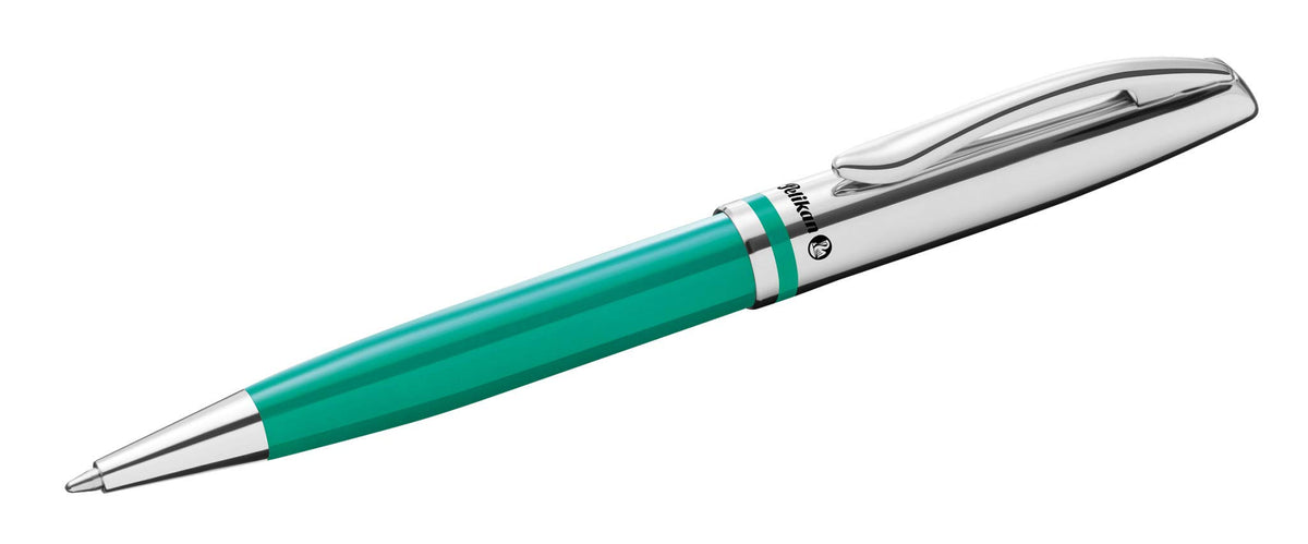 Pelikan Jazz Classic Ballpoint Pen, Medium Nib, Blue Ink Refill Included, Metal, Turquoise, Blister