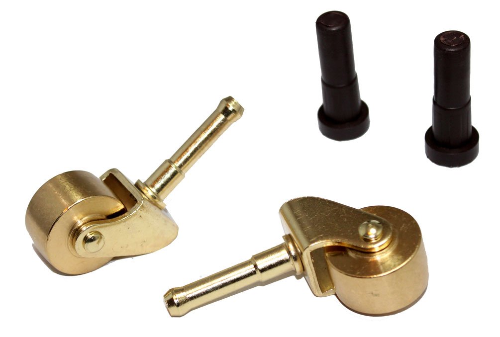 Brass Piano Wheels For Spinet Console Verticle Piano - For Front Legs - 1 Pair