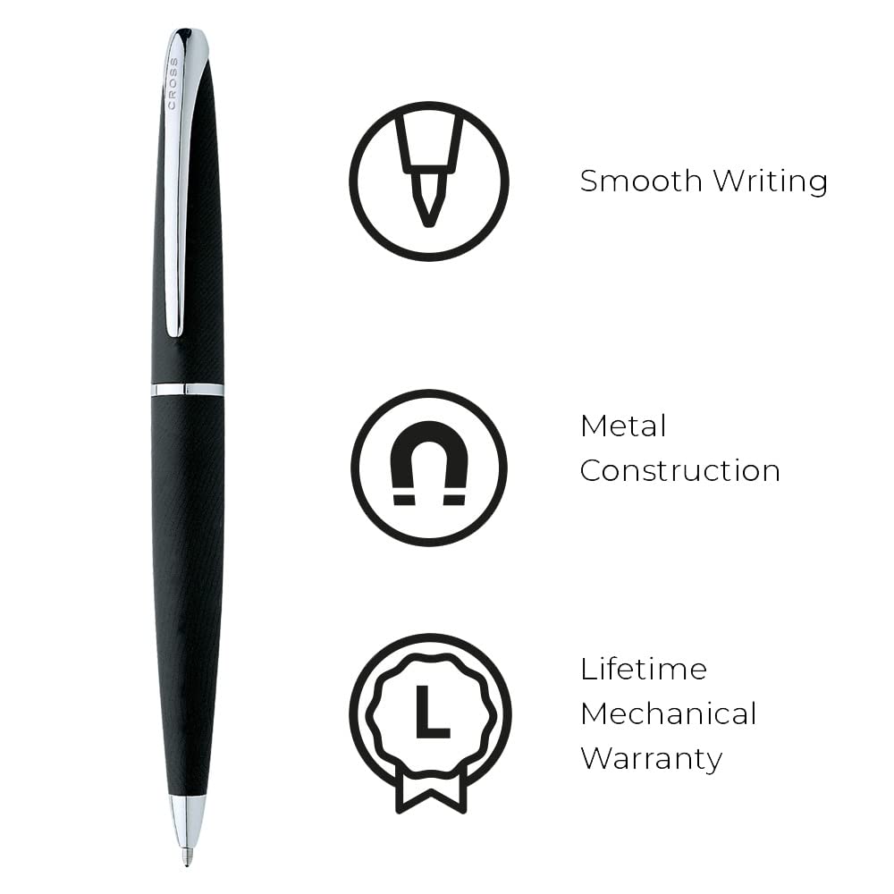 Cross ATX Basalt Black Ballpoint Pen, Medium Point, Black Ink