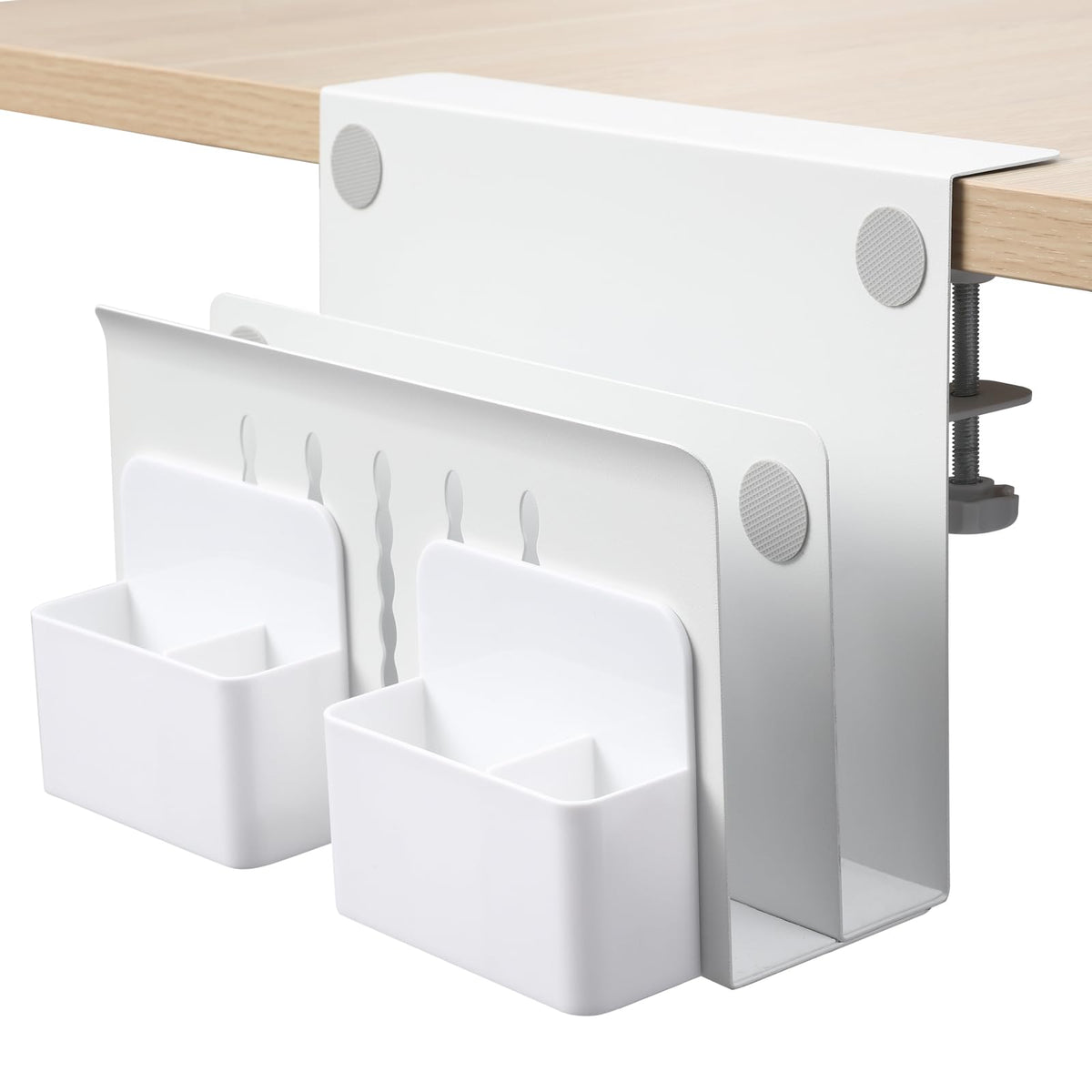 MAXECHO Desk Side Storage, Under Desk Laptop Mount, Table Side Hanging File Organizer, No Drill