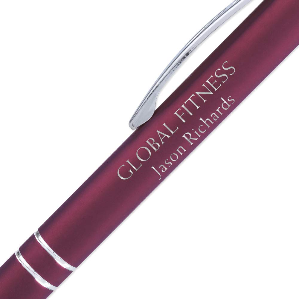 25 Custom Laser-Engraved Metal Ballpoint Gel Ink Pens - Free Personalization - Great for Birthdays