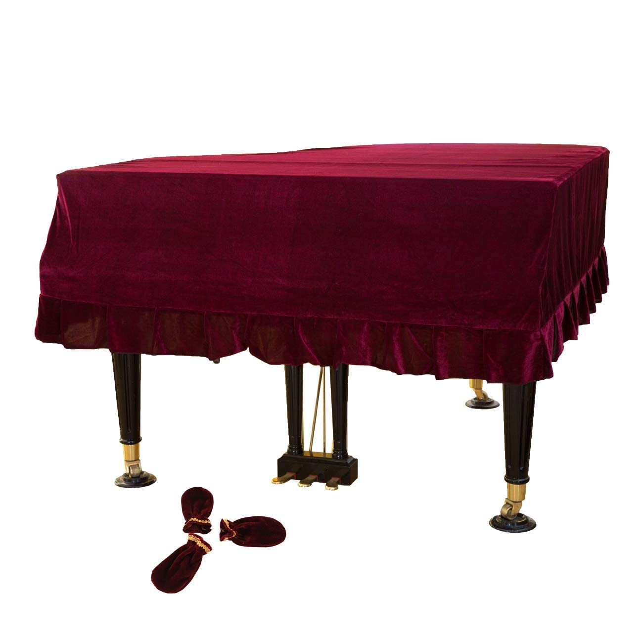 ESYUEL Pleuche Grand Piano Cover Bordered Dust Protective Cover Cloth 70.87x 59 x 18.9in