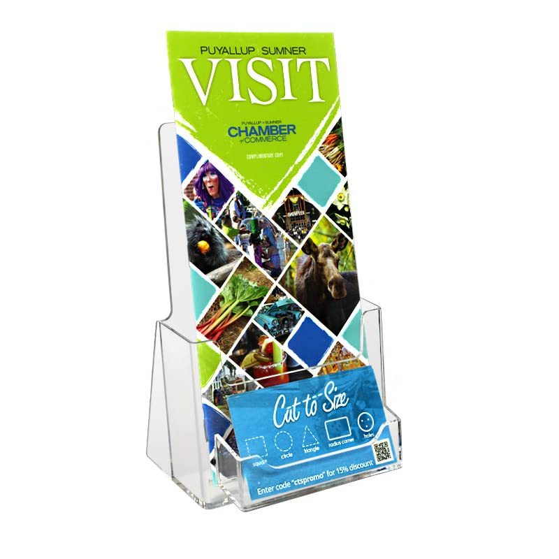 SOURCE ONE 4 X 9 Inches Tri Fold Brochure Holder with Business Card Holder (TRI-BC) (6 Pack)