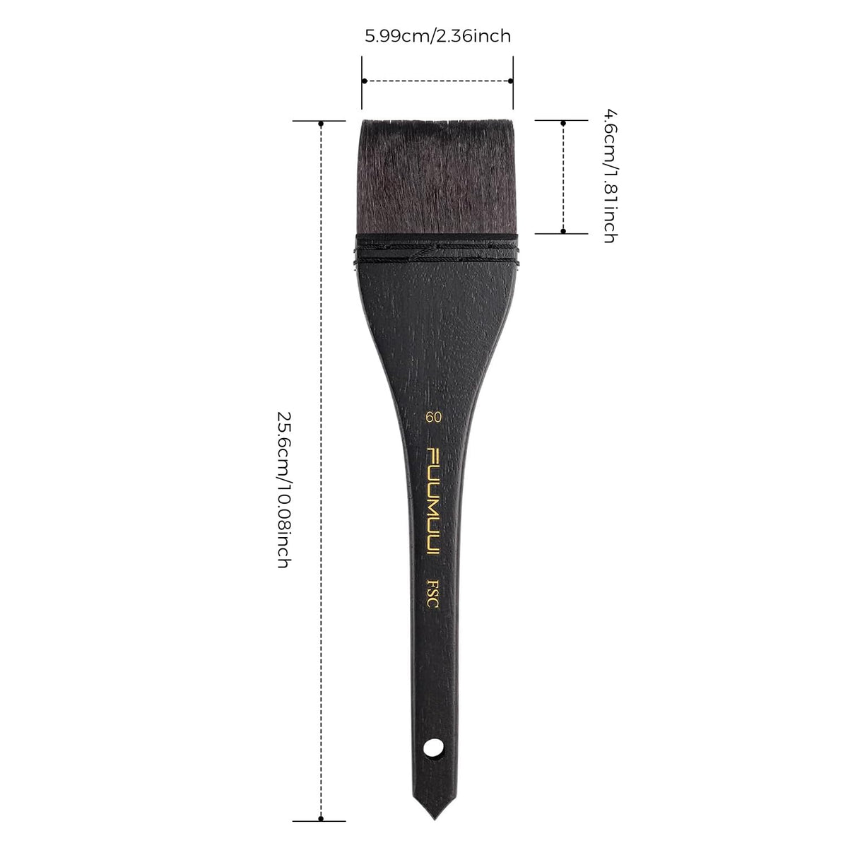 Flat Watercolor Brushes, Fuumuui 60mm Professional Squirrel Hair Flat Hake Brushes, Artists Scale
