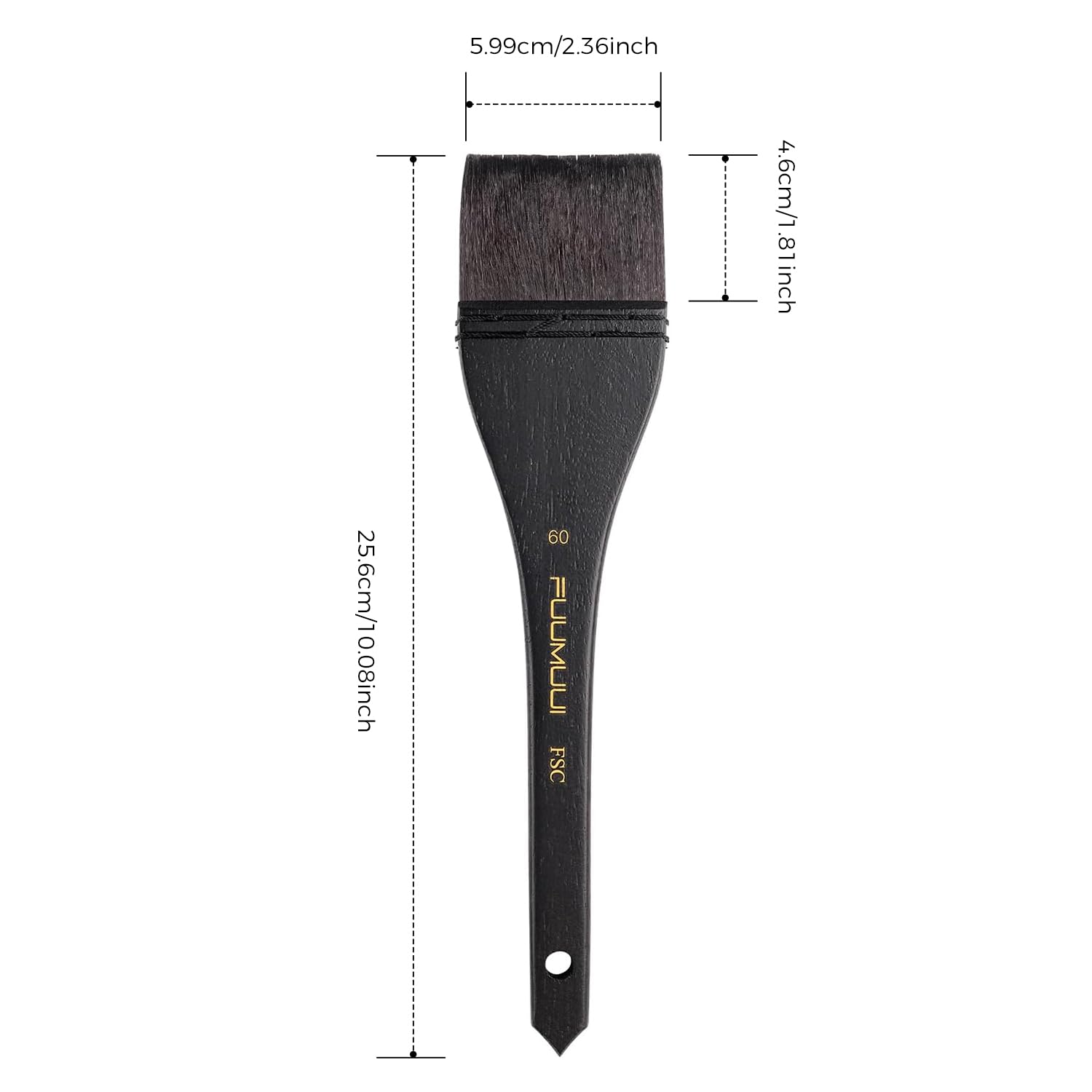 Flat Watercolor Brushes, Fuumuui 60mm Professional Squirrel Hair Flat Hake Brushes, Artists Scale