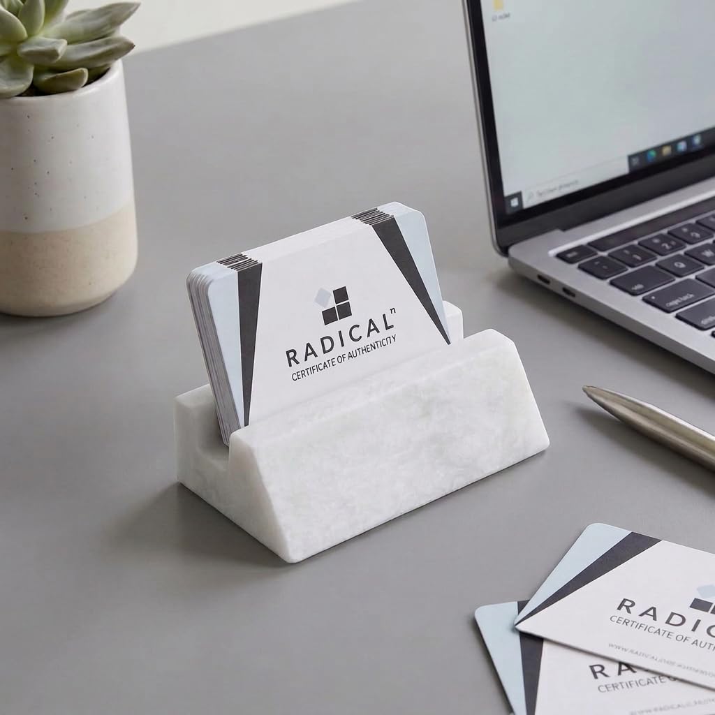 Marble Business Card Holder for Desk Organizer Stand 25 Cards Display