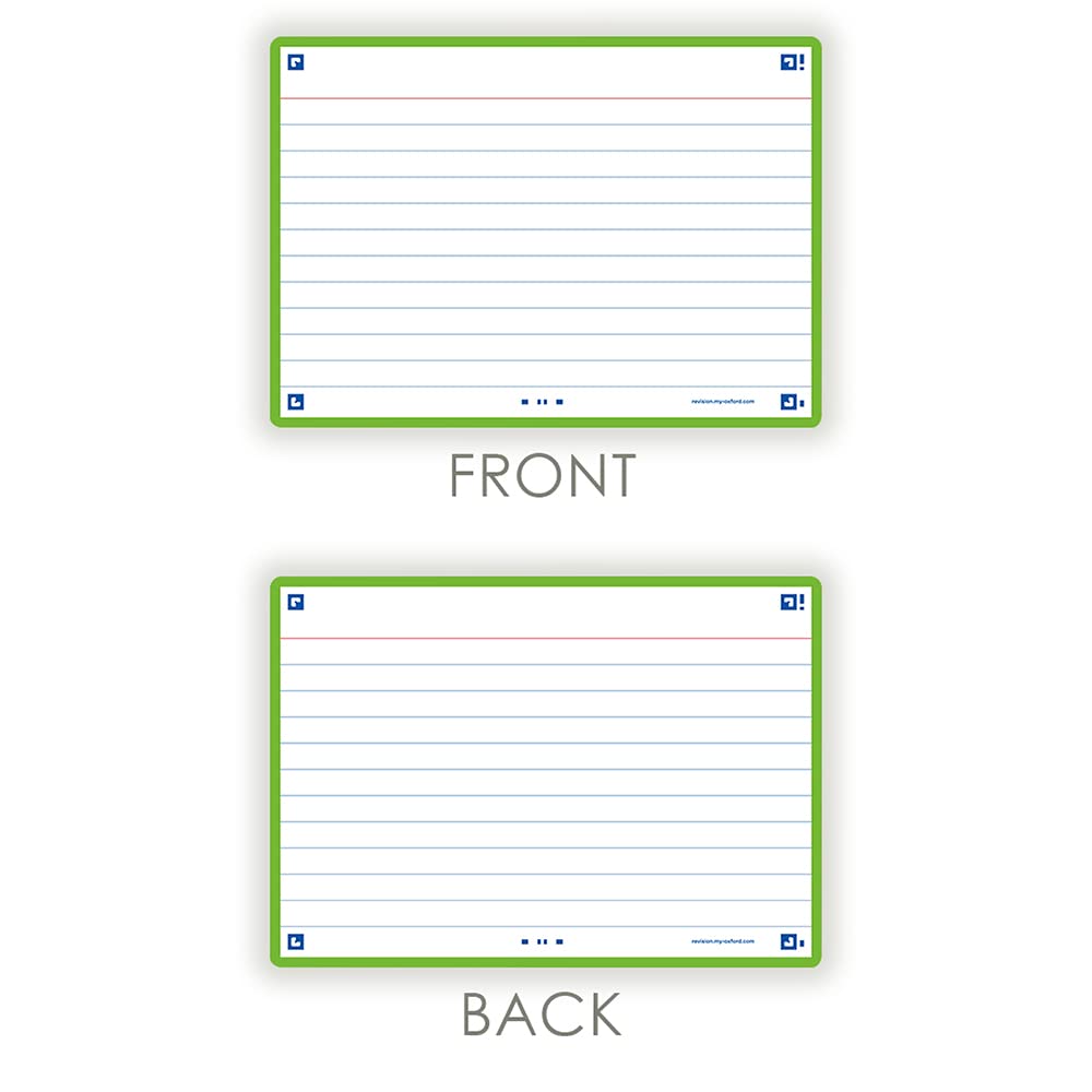 Flash Cards, Ruled with Green Frame, A6, Pack of 80