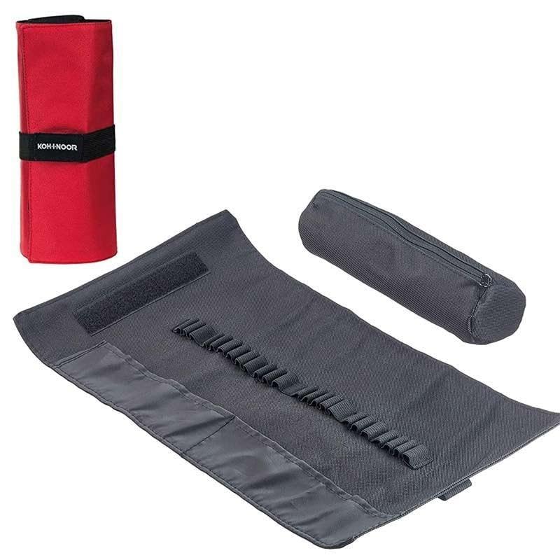 Koh-I-Noor Djtg-24 Roll Up Pencil Case, Red/Black
